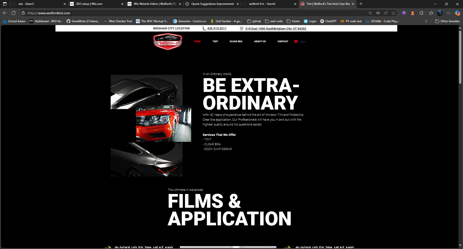 Wolford Tint Landing Page